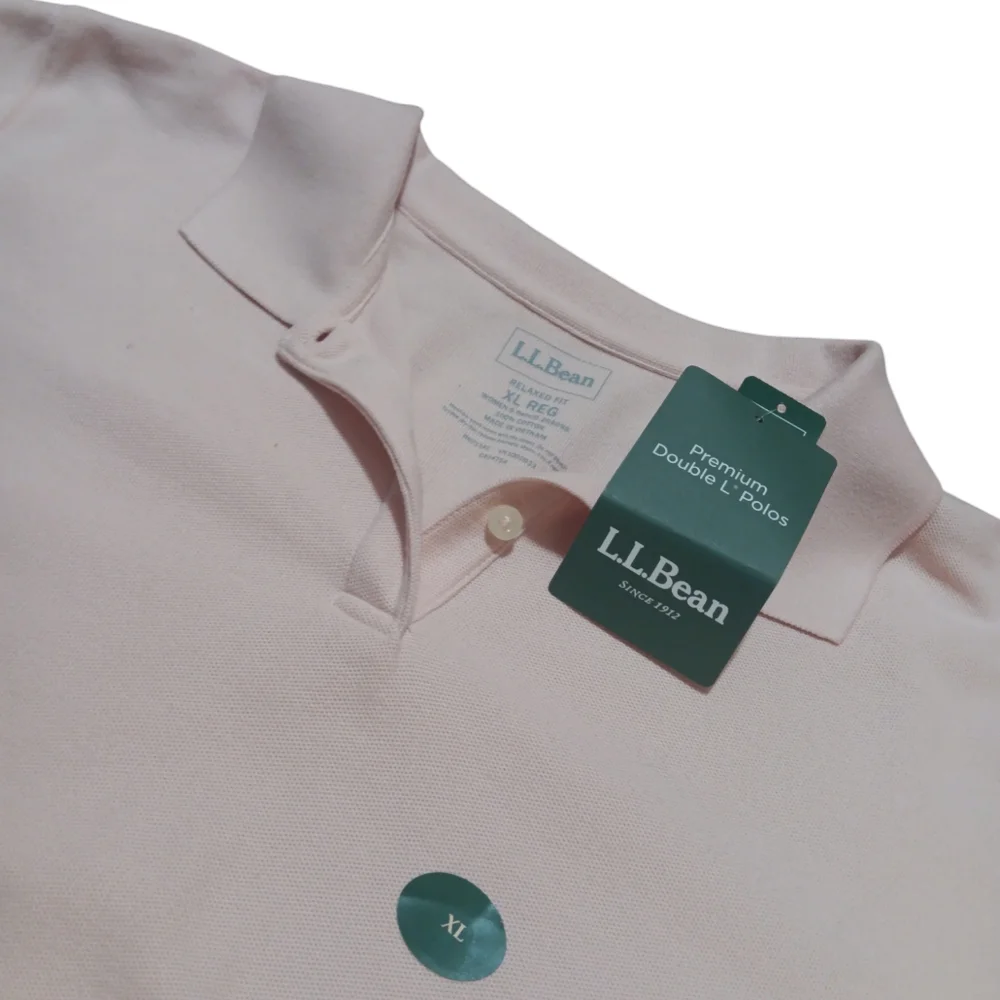 🩷L.L. BEAN WOMEN'S SIZE XL SHELL PINK SHORT SLEEVE POLO SHIRT. - Picture 4 of 7
